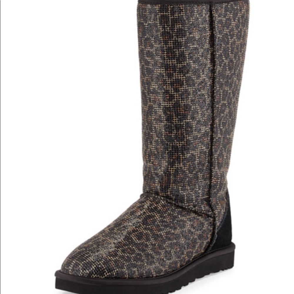 UGG  Glitter Leopard-Print Classic Tall Boot